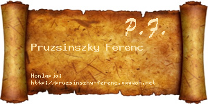 Pruzsinszky Ferenc névjegykártya